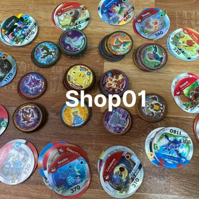 (Cũ) Combo 6c Thẻ pokemon xu nhựa pokemon thẻ toonies pokemon xu sắt