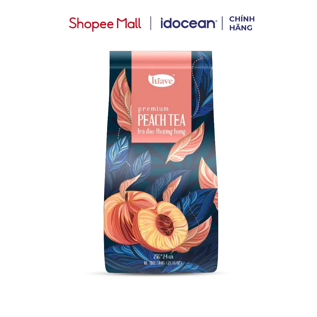 Trà Túi Lọc Vị Đào Thượng Hạng Lúave (Premium Peach Tea), trà đen có hương đào thanh mát - 25g x 24 túi