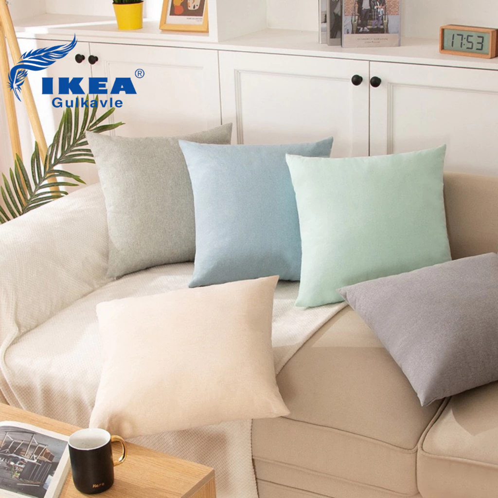 Vỏ gối Sofa, gối vuông tựa lưng trơn màu sắc nhã nhặn kích thước 50x50cm