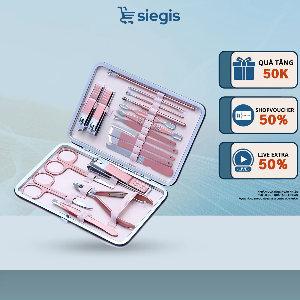 Bộ dụng cụ bấm móng tay 18 món SIEGIS làm móng đa năng chuẩn salon tiện lợi tại nhà