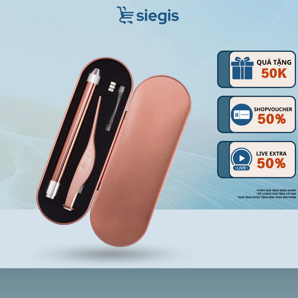 Bộ Lấy Ngoáy Tai SIEGIS Có Đèn Cao Cấp - Dụng Cụ Lấy Ráy Tai Thông Minh Kèm Hộp Và Đầy Đủ Phụ Kiện