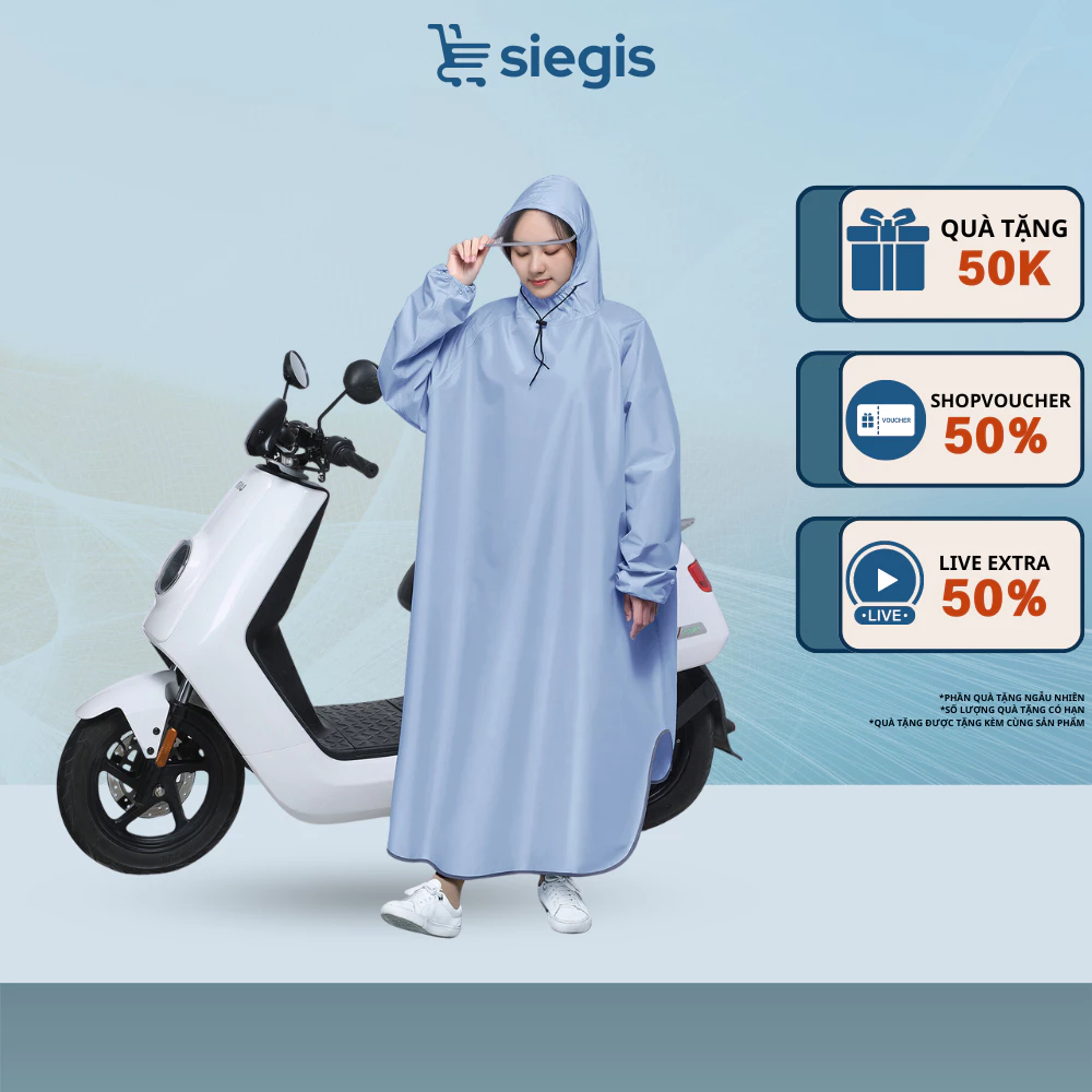 Áo Mưa Đi Xe Che Kín Toàn Thân SIEGIS Phong Cách Nhật Bản Có Kính Chắn Nước Tiện Lợi Chất Liệu Chống Thấm Dày Dặn