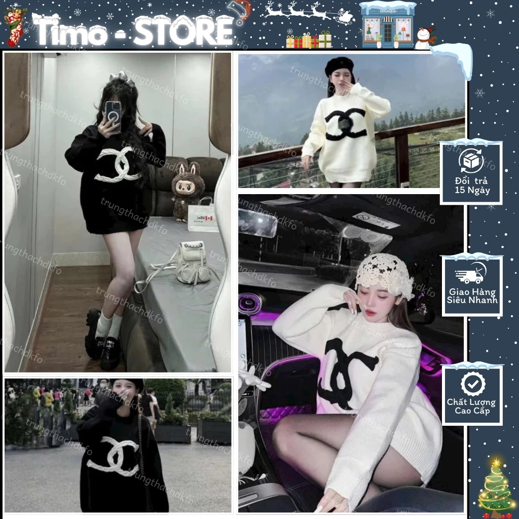 Áo len nam nữ unisex chan.e thêu logo dày dặn chất len uni hàn quốc fom dáng chuẩn 11