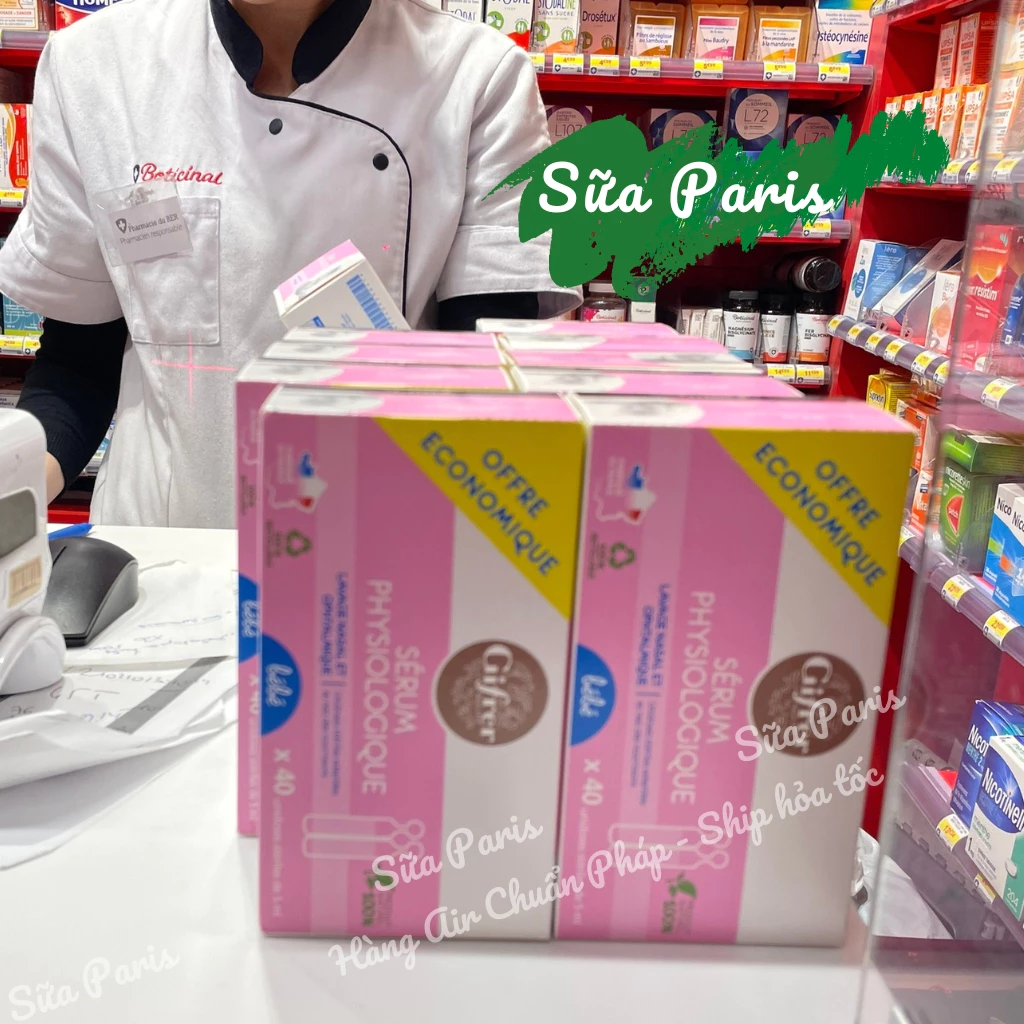 Nước muối sinh lý Pháp Physiologica dùng vệ sinh mắt mũi hàng ngày cho trẻ_Sữa Paris Aderma