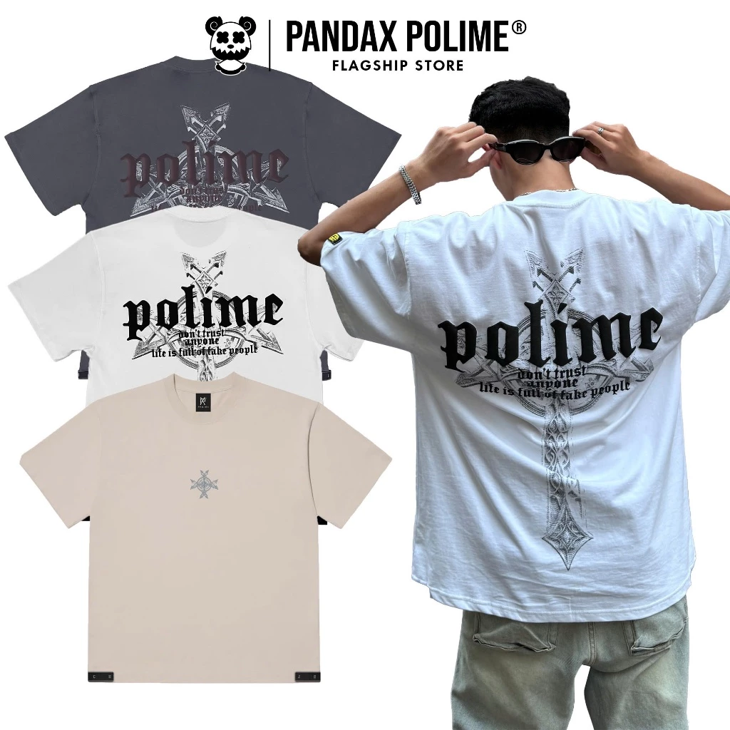 Áo thun in nổi local brand tee oversize tay lỡ form rộng unisex cặp đôi cotton màu tan chính hãng pandax polime