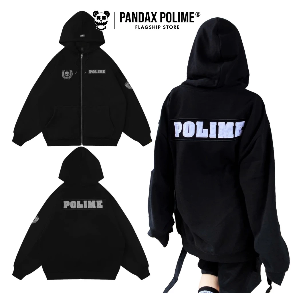 Hoodie zip áo khoác nỉ chân cua nam nữ  local brand form rộng bigsize pandax polime racing mall khoá kéo chính hãng