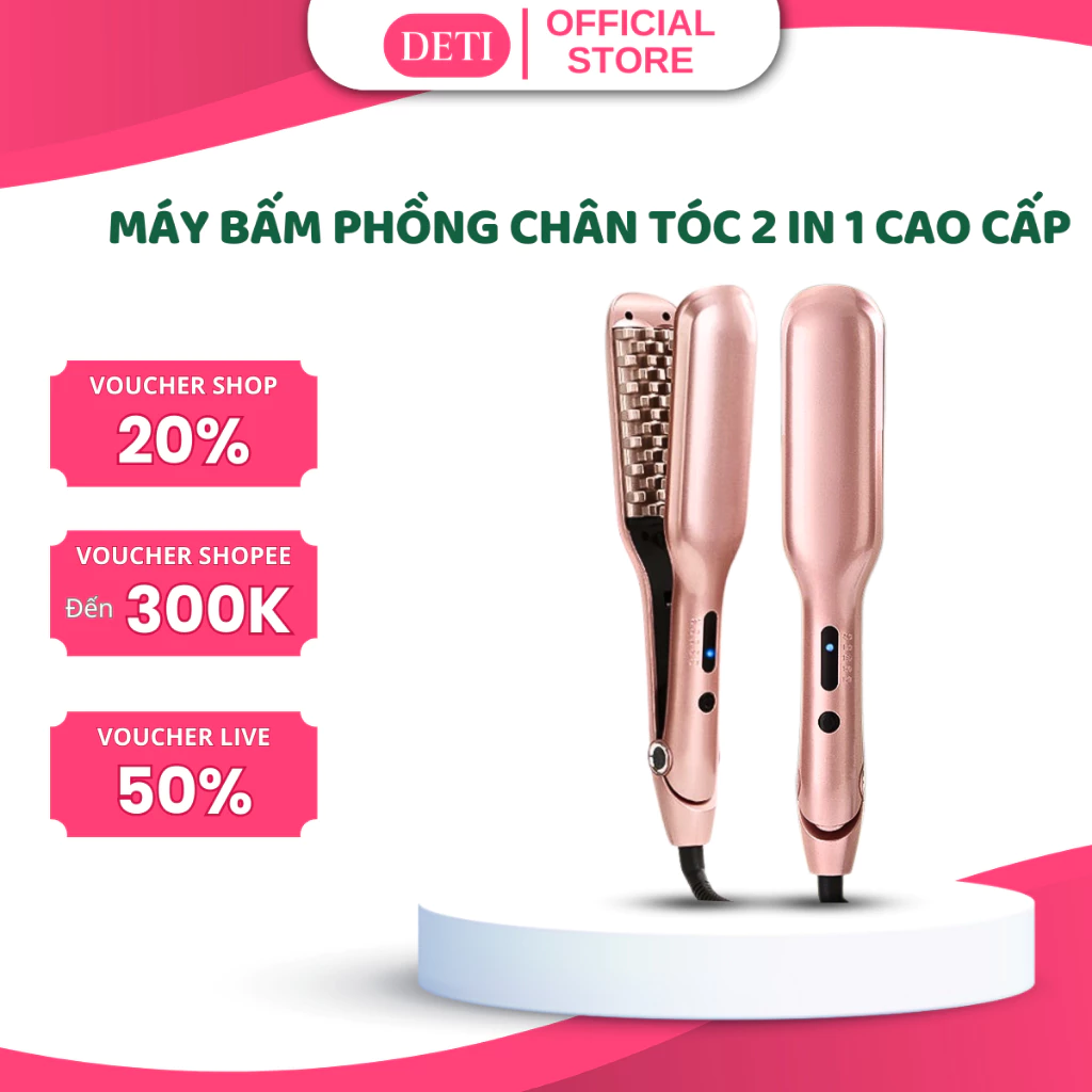 Máy Dập Phồng Chân Tóc Máy Làm Dập Xù Ép Bấm Phồng Tóc Chân Vuông 5 Mức Nhiệt Phù Hợp Với Mọi Loại Tóc DETI SHOP