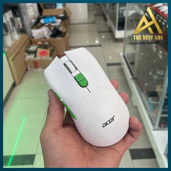 Chuột Không Dây Bluetooth Led Rgb Acer OMW210 Màu Trắng Chuột Gaming Máy Tính 3 Chế Độ Kết Nối 9600 DPI Siêu Nhạy