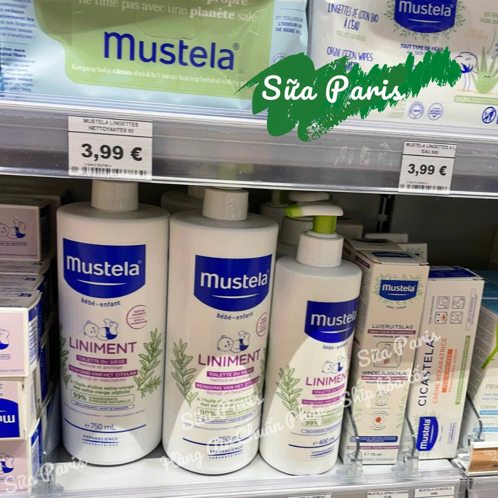 Dung dịch vệ sinh thay bỉm Liniment của Mustela ngừa hăm tã, thông thoáng, giúp bé ngủ ngon,chơi vui
