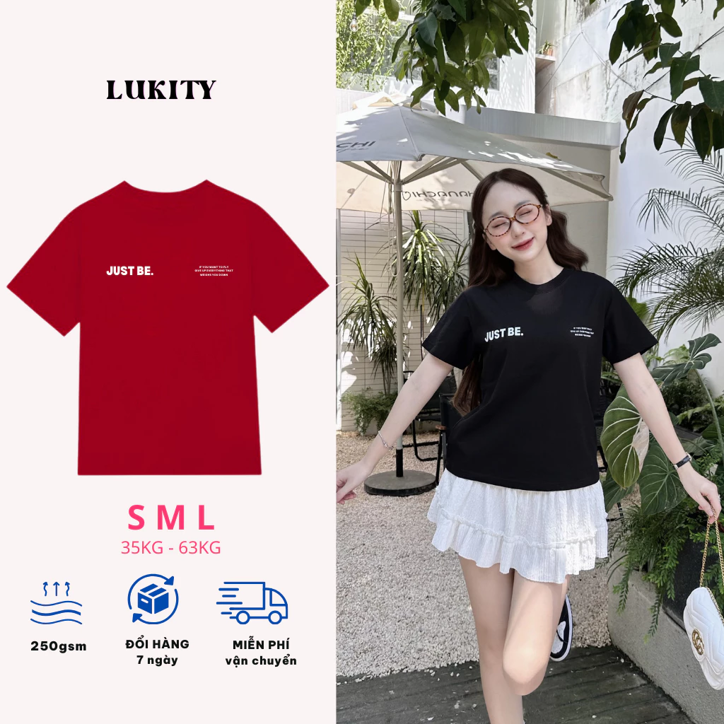 Áo thun babytee nữ in chữ basic đơn giản chất liệu cotton mềm mịn Lukity A1