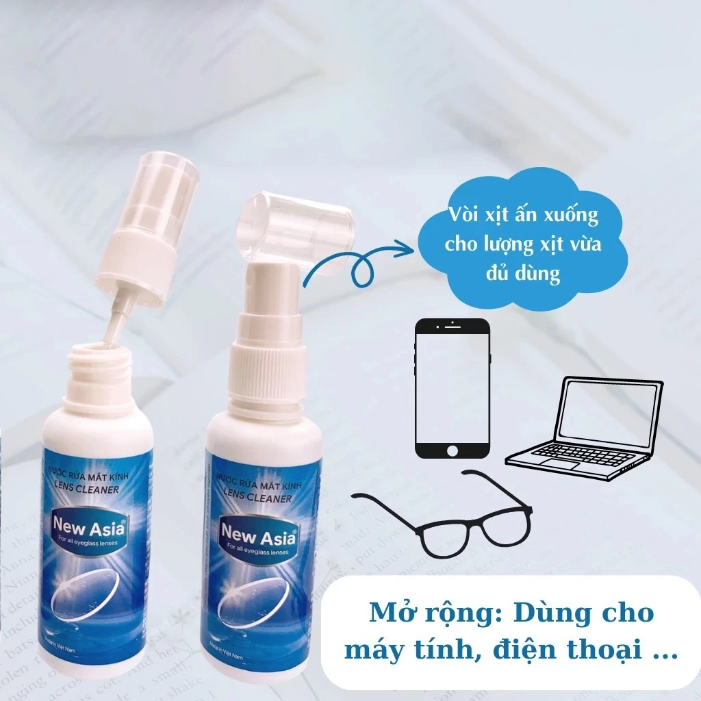 Nước lau kính dạng xịt chuyên dụng dành cho mắt kính, màn hình điện thoại 60ml giúp mắt kính sạch trong hơn