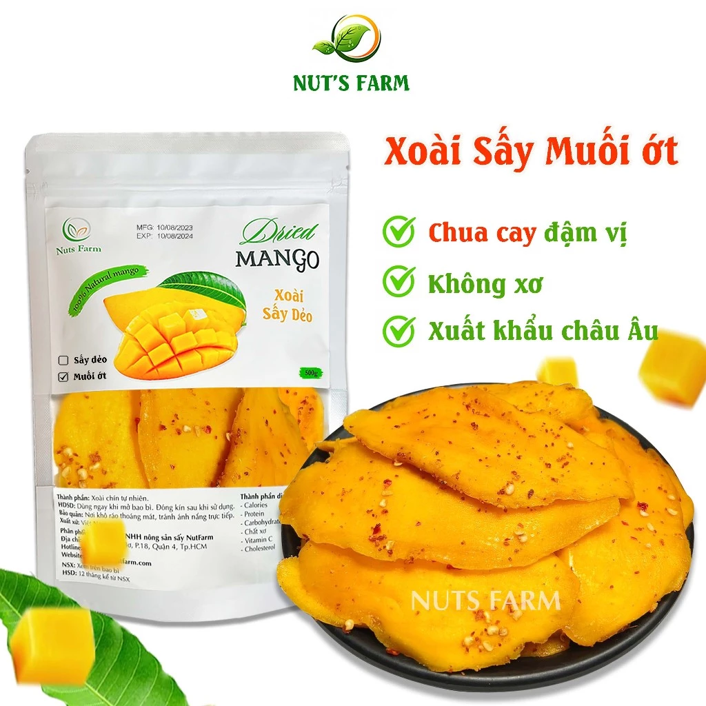 Xoài sấy dẻo MUỐI ỚT Nut Farm, vị chua cay