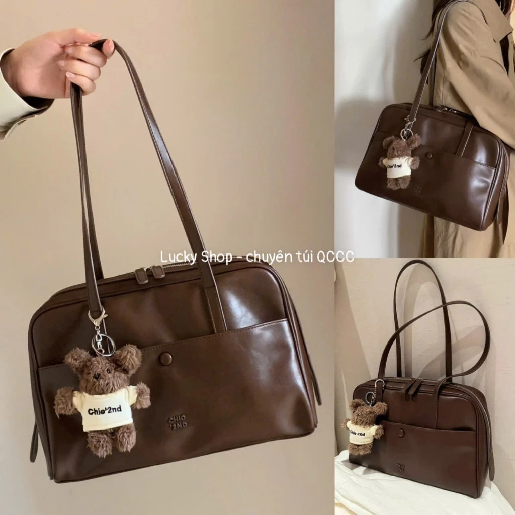 Túi đeo vai túi Chio 2nd công sở size 32 tặng kèm charm Gấu phong cách Hàn Quốc chất da mềm đẹp - Lucky Shop