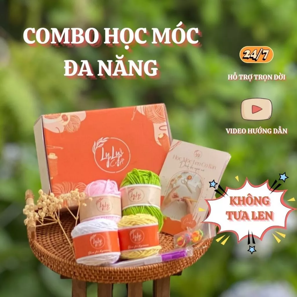 Bộ Móc Len Cho Người Mới Bắt Đầu LYLYCRAFT Có Video Hướng Dẫn Và Đầy Đủ Dụng Cụ Móc Len Và Hướng Dẫn