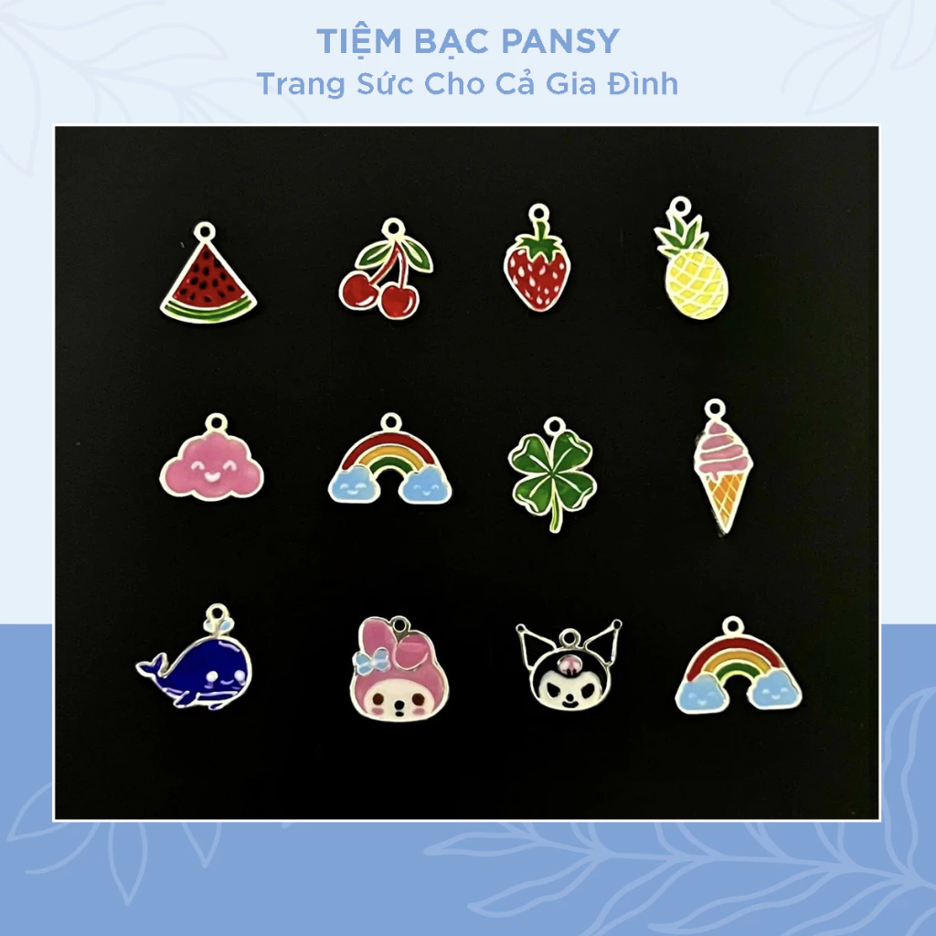 Charm bạc ta sơn màu dễ thương treo lắc tay, lắc chân, dây chuyền - TIỆM BẠC PANSY