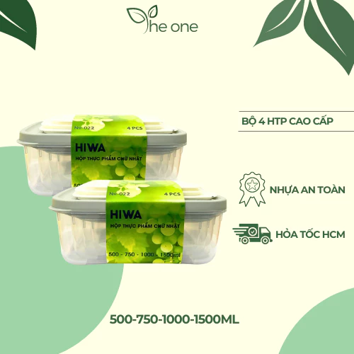 Bộ 4 htp HIWA cao cấp. hộp thực phẩm tách nước, làm từ nhựa PP chịu nhiệt, k mùi, thiết kế đẹp mắt. Hộp đựng rau củ
