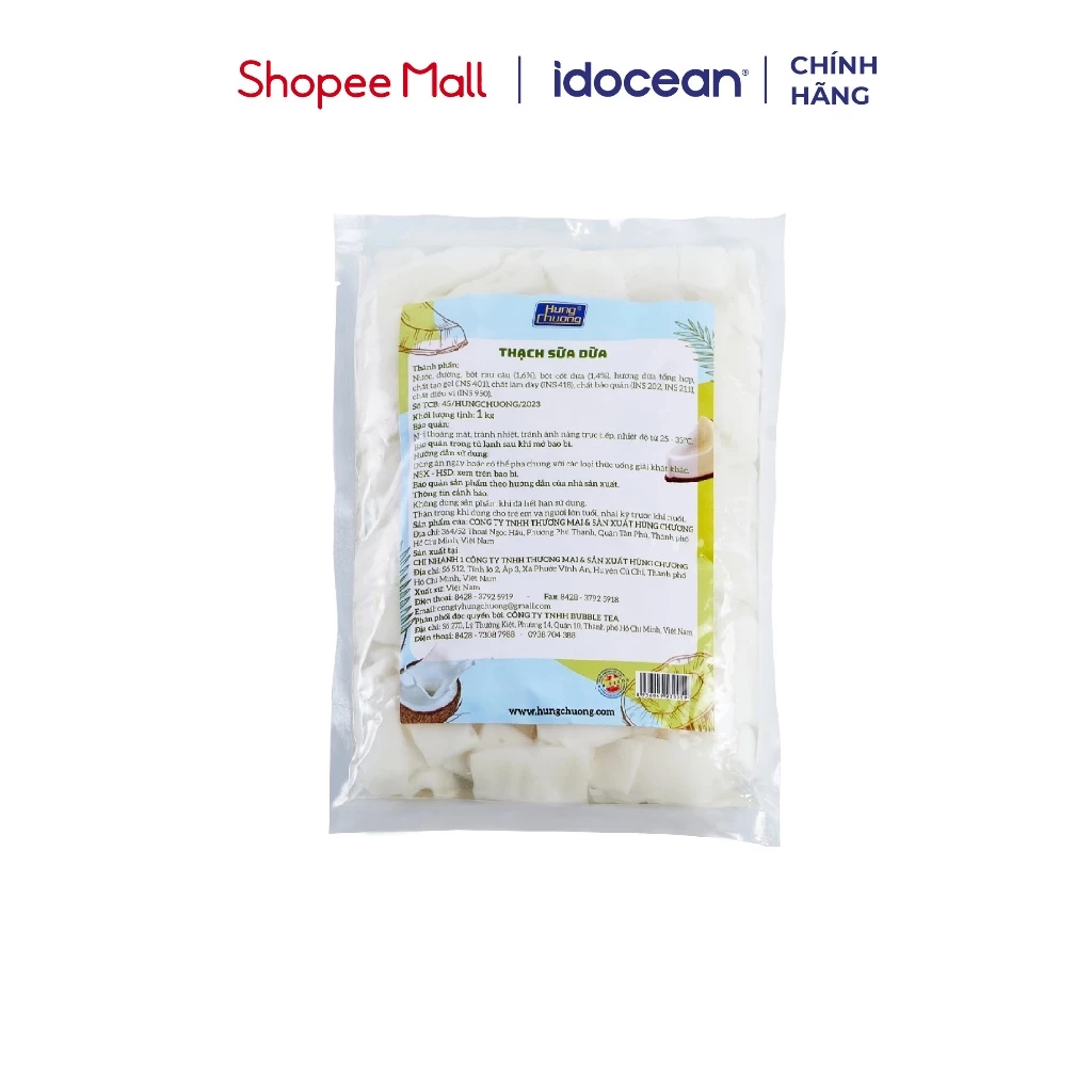 Thạch sữa dừa 1kg - Hùng Chương - Thạch dừa phù hợp với nhiều loại thức uống như trà trái cây, cacao sữa dừa, trà sữa,..