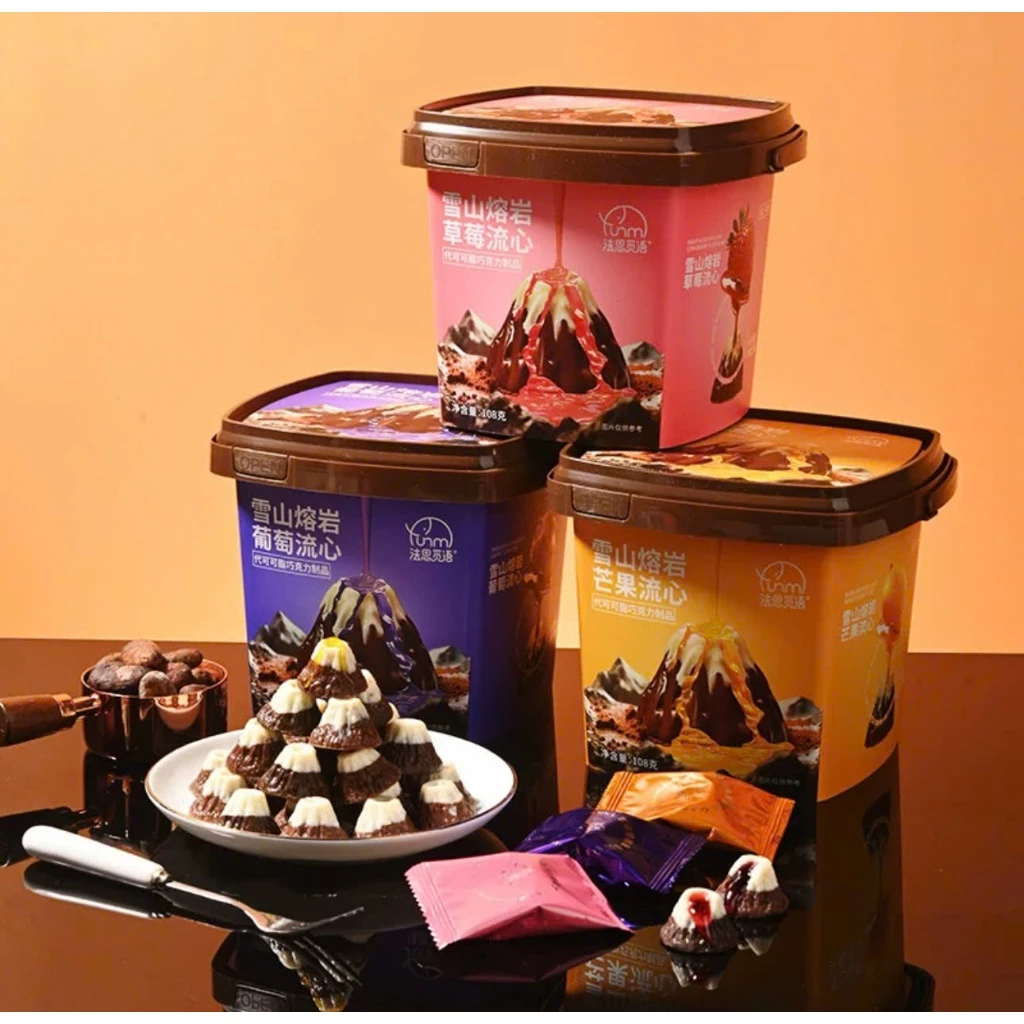 Socola Núi Lửa Nhân Hoa Quả Mềm Chảy Thơm Ngon Béo Ngậy Hộp 108gr