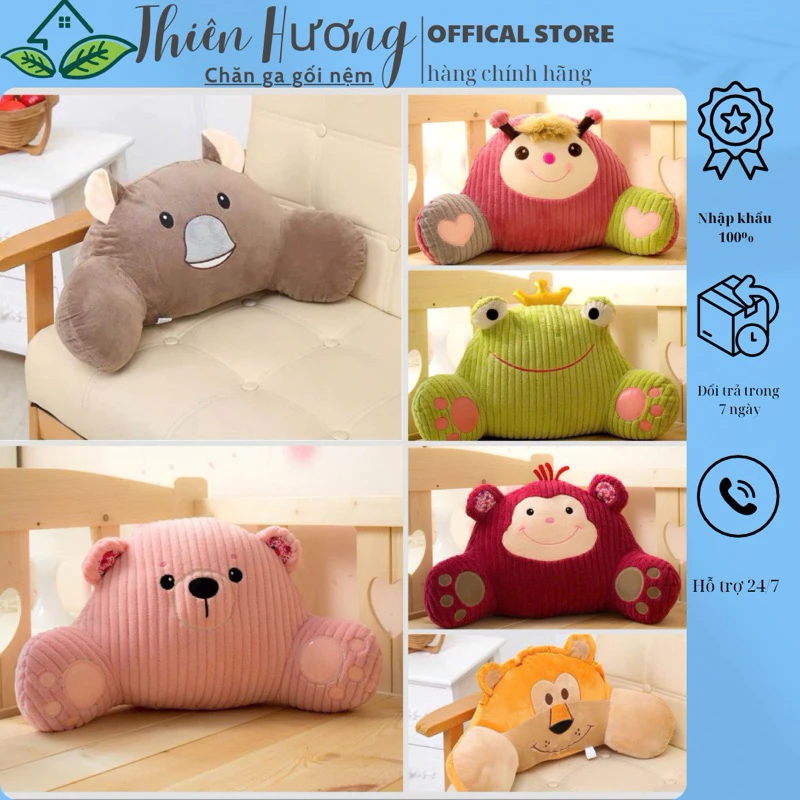 Gối tựa lưng đệm lót ghế văn phòng kích thước 30x40cm, Tựa lưng hình thú - Thiên Hương bedding