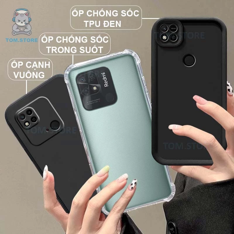Ốp lưng Xiaomi Redmi 9C / 10A / 10C chống sốc đen,kem,TPU viền vuông,chống sốc trong suốt silicon