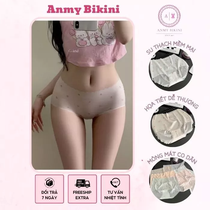 Set Quần Lót Dâu Tây, Quần Lót Nữ Su Thạch Ice Silk Không Viền Siêu Mỏng Mềm Mịn Dễ Thương (Hàng loại 1)