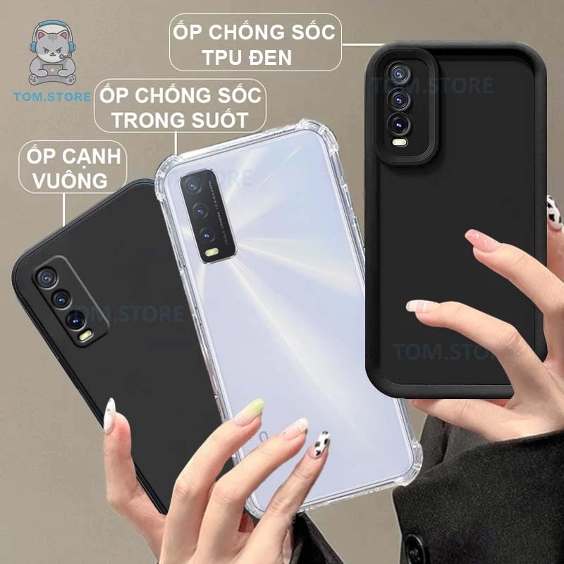 Ốp lưng Vivo Y20 / Y20S / Y12S / Y51s / V2026 / V2027 chống sốc đen,kem,TPU viền vuông,chống sốc trong suốt silicon