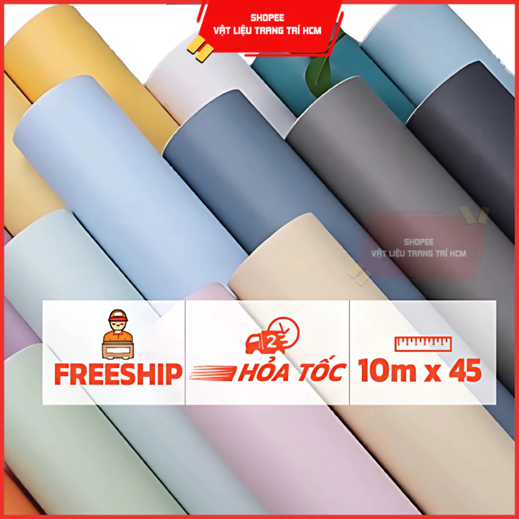 COMBO 2/1 CUỘN Giấy Dán Tường 10M Xi Măng, Bê Tông Sẵn Keo Bóc Dán, Khổ 45cm, Dễ Dán