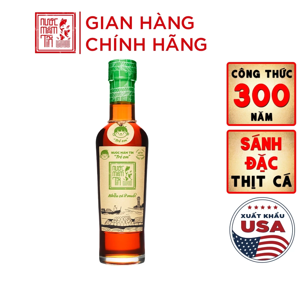 01 Chai 42N 250ML Nước mắm Tĩn Cho Bé Ăn Dặm độ đạm 42N chai thủy tinh rin nguyên chất cá cơm than
