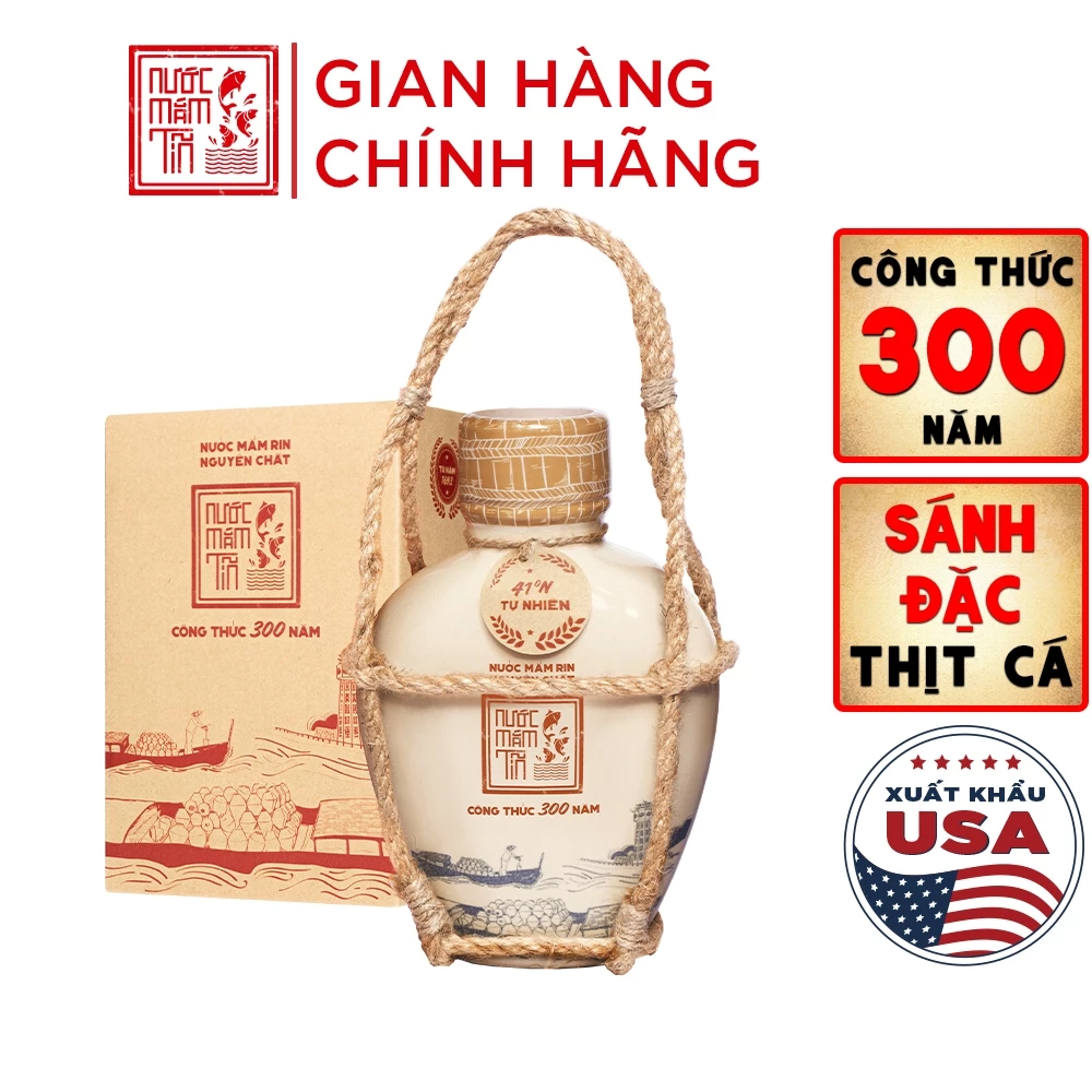 [Loại Đặc Biệt] Nước mắm Tĩn nhãn xưa độ đạm 41N 500ml rin nguyên chất truyền thống sạch