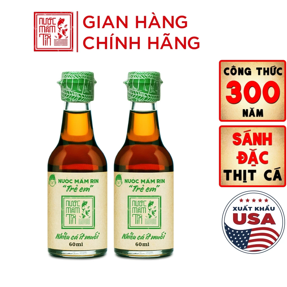 Combo 2 Chai 42N 60ML Nước Mắm Tĩn Cho Bé Ăn Dặm Độ Đạm Nhiều Cá Ít Muối Tốt Cho Bé