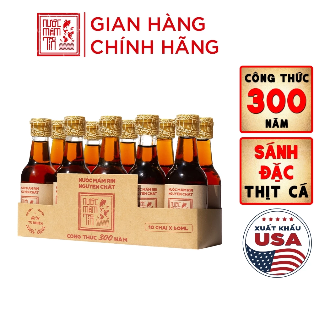 [Lốc 10 Chai 40N 60ml] Nước Mắm Tĩn Mini Du Lịch 40N 60ml/chai Rin Nguyên Chất Truyền Thống