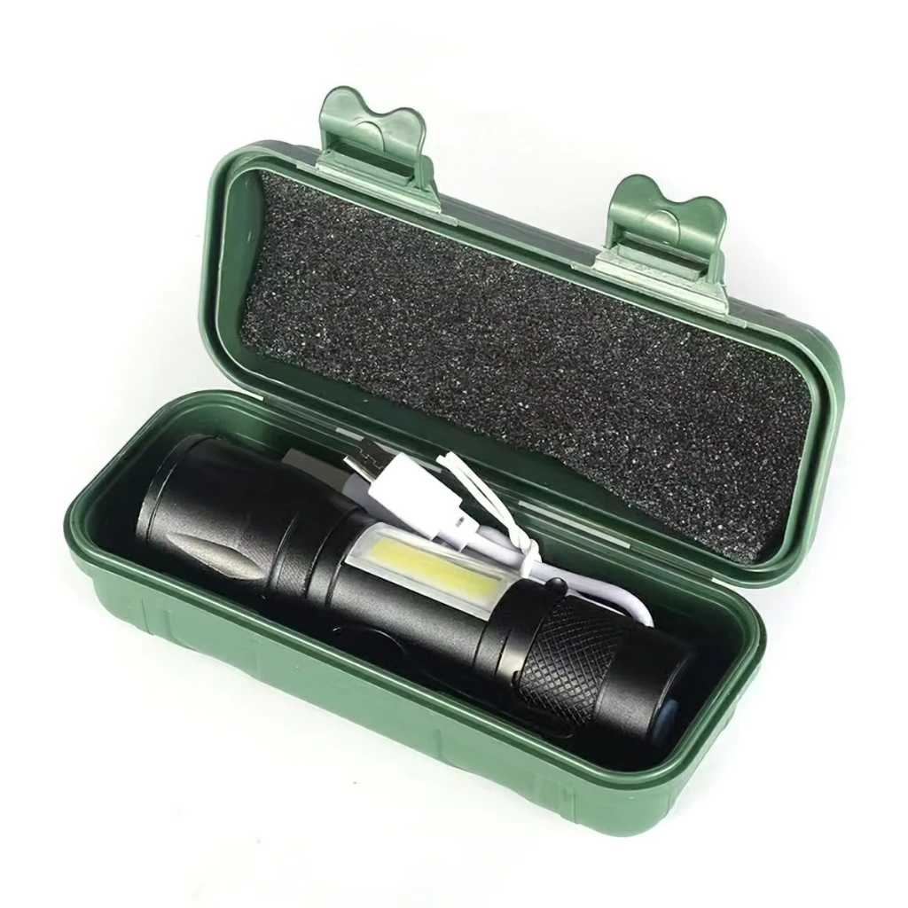 Full Hộp Đèn Pin MINI Siêu Sáng Cao Cấp Có Zoom Xa Gần EUNIO