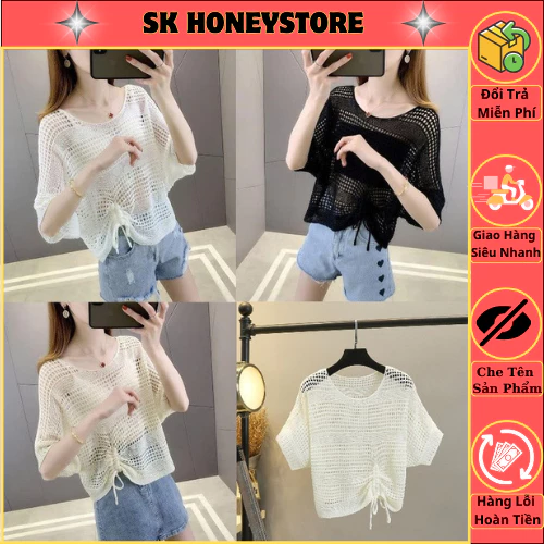 Áo Len Lưới Rút Eo Nữ Dễ Thương MS2047 🧅🧅 Áo lưới nữ