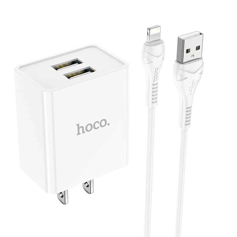 Bộ Củ Cáp Sạc ĐIện Thoại Chính Hãng 2 Cổng - Sạc Nhanh An Toàn Hoco C89 lP-TypeC-Micro