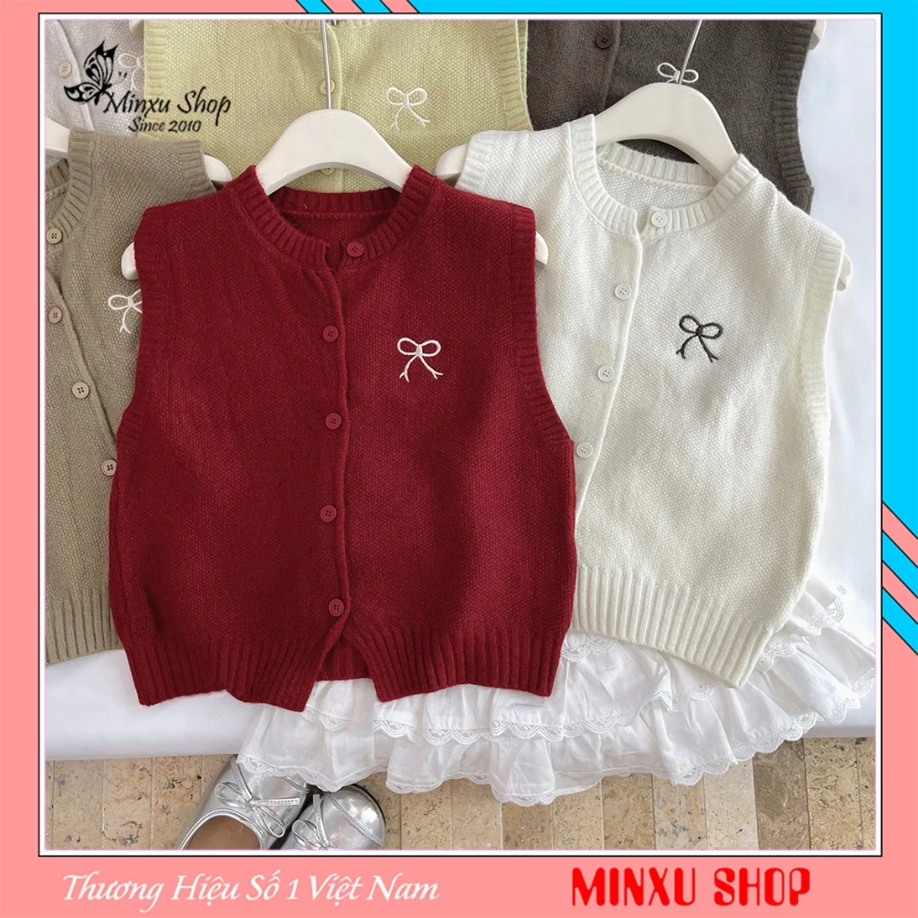Áo Len GiLe Thêu NƠ Len Hạt Gạo Mềm Đanh Lì Hàng QC Minxu Shop GL15k