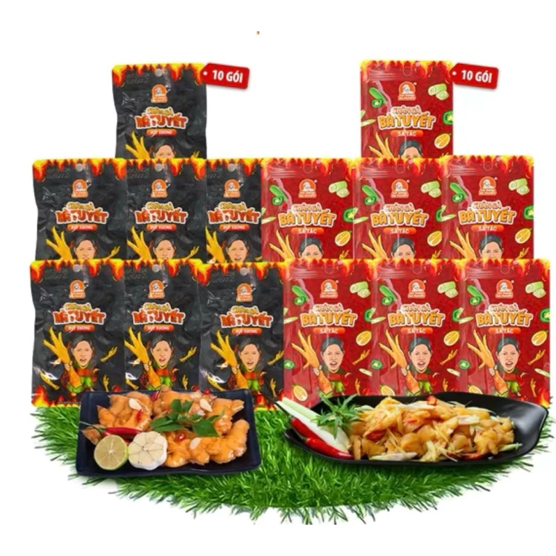 Combo 10 và 20 Gói Chân Gà Rút Xương Đen + Đỏ Chân Gà Xả Tắc - Ăn Cùng Bà Tuyết