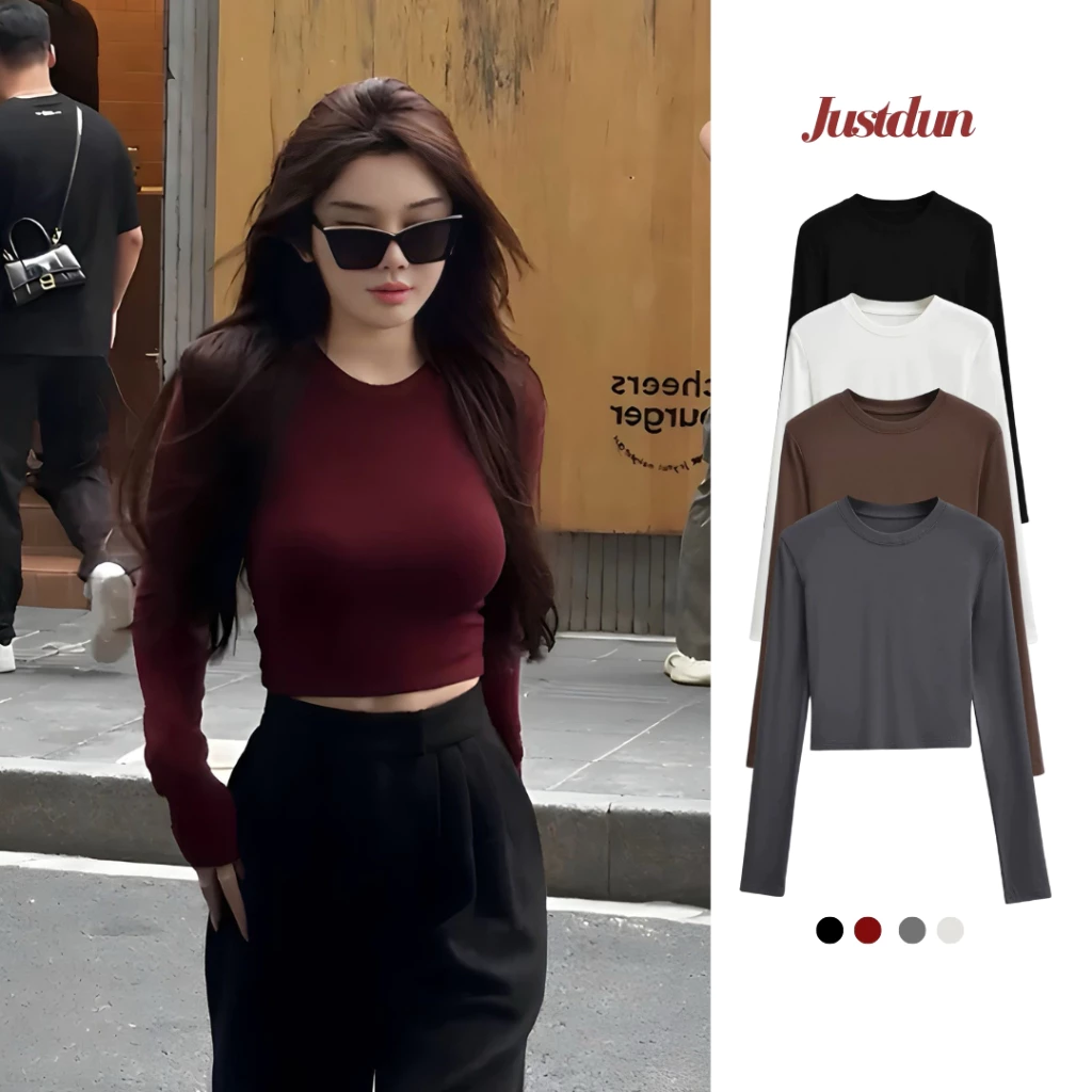 Áo thun dài tay croptop ôm fit body cotton mịn Justdun CT25 Kenco.clothing Sài Gòn M209