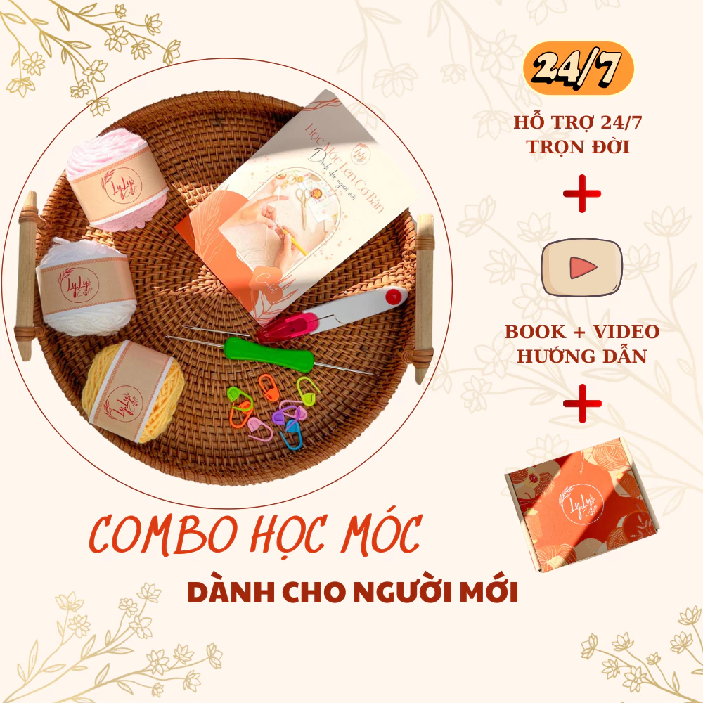 Set Móc Len Dành Cho Người Mới Bắt Đầu LYLYCAFT Có Hướng Dẫn, Bộ Móc Len Cơ Bản Kèm Dụng Cụ Móc Len