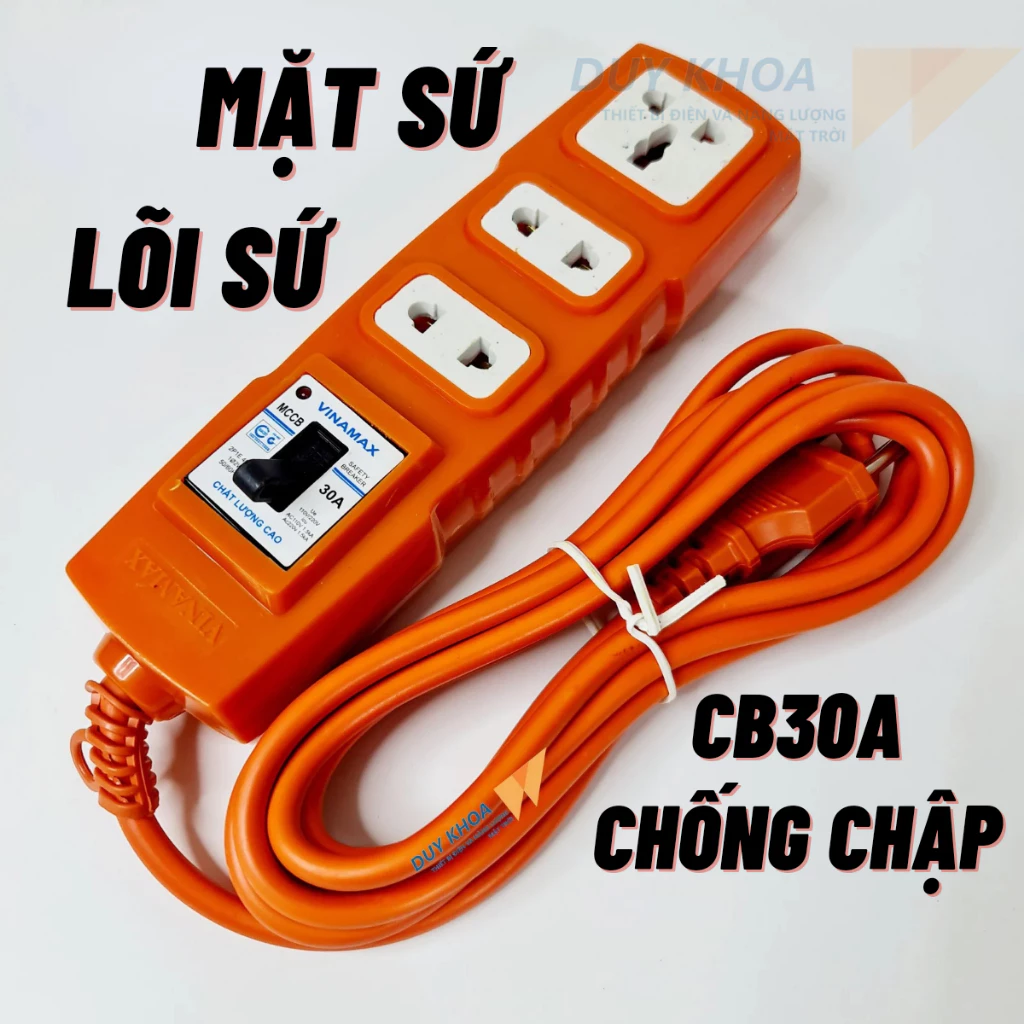 Ổ CẮM ĐIỆN CHỊU TẢI 3 LỖ CẮM CÓ MẶT SỨ VÀ LÕI SỨ CÓ CB 30A ® Hàng Việt Nam Chất Lượng Cao