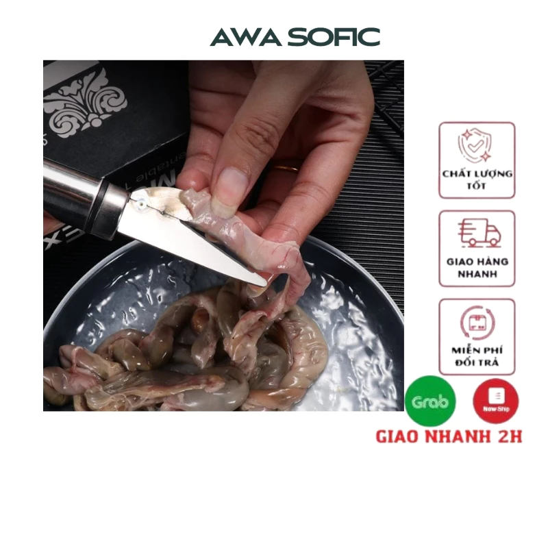 Dụng cụ làm ruột 2 đầu kéo chỉ tôm kéo gà vịt  INOX cao cấp 2 lớp dày