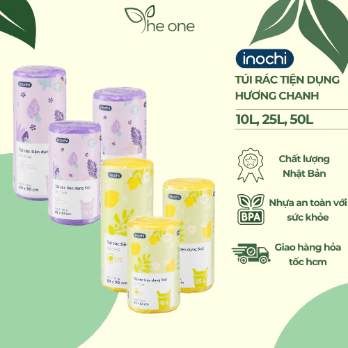 Túi đựng rác inochi có quai, không rỉ nước, bục đáy, túi rác tự hủy bảo vệ môi trường