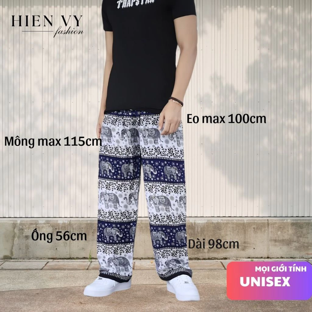 (Quần có túi )Quần thổ cẩm con voi unisex, SIZE (40-70KG), vải TOLE LANH THÁI