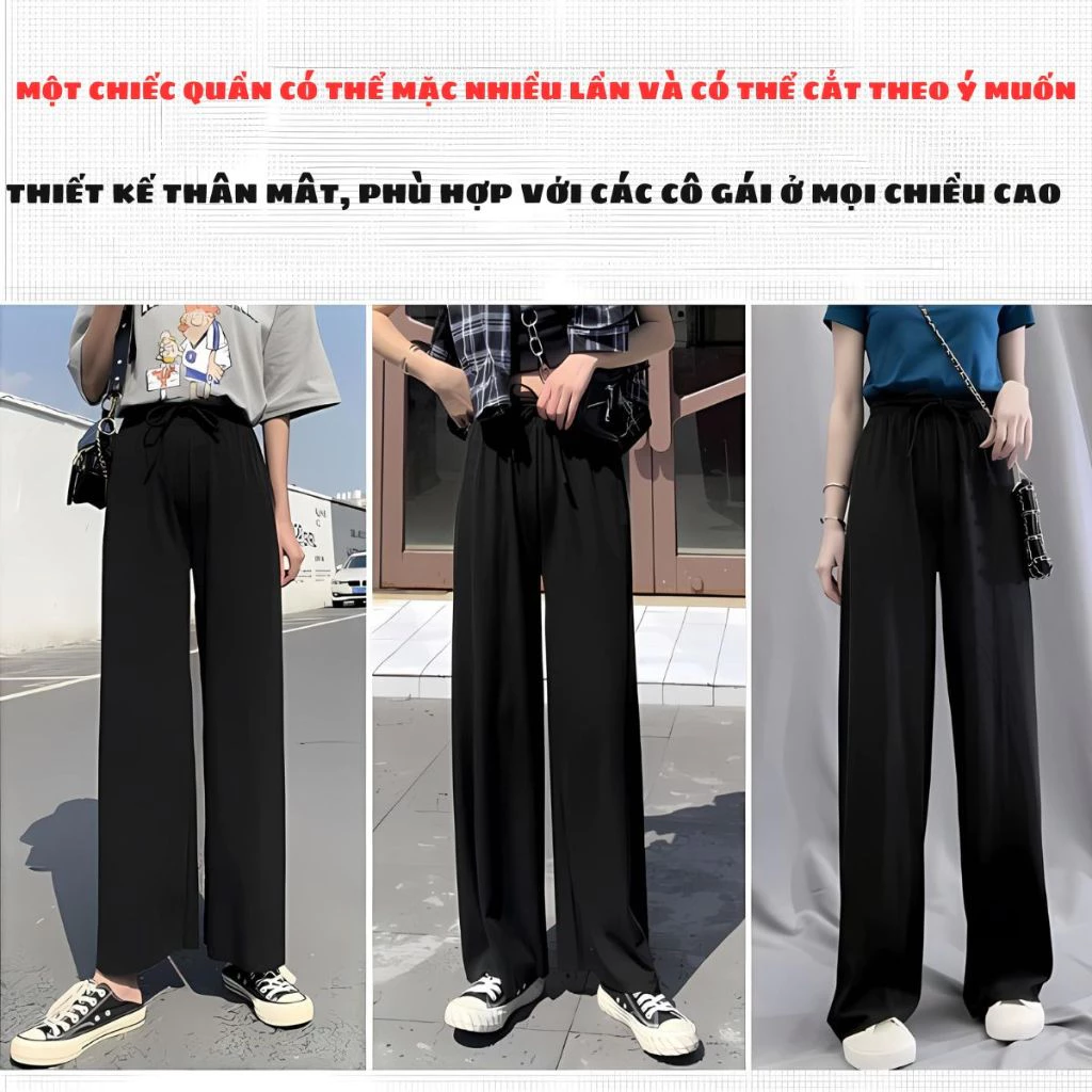 QUẦN ỐNG SUÔN NỮ, VẢI LANH ĐEN TRƠN (SIZE 40-65KG)