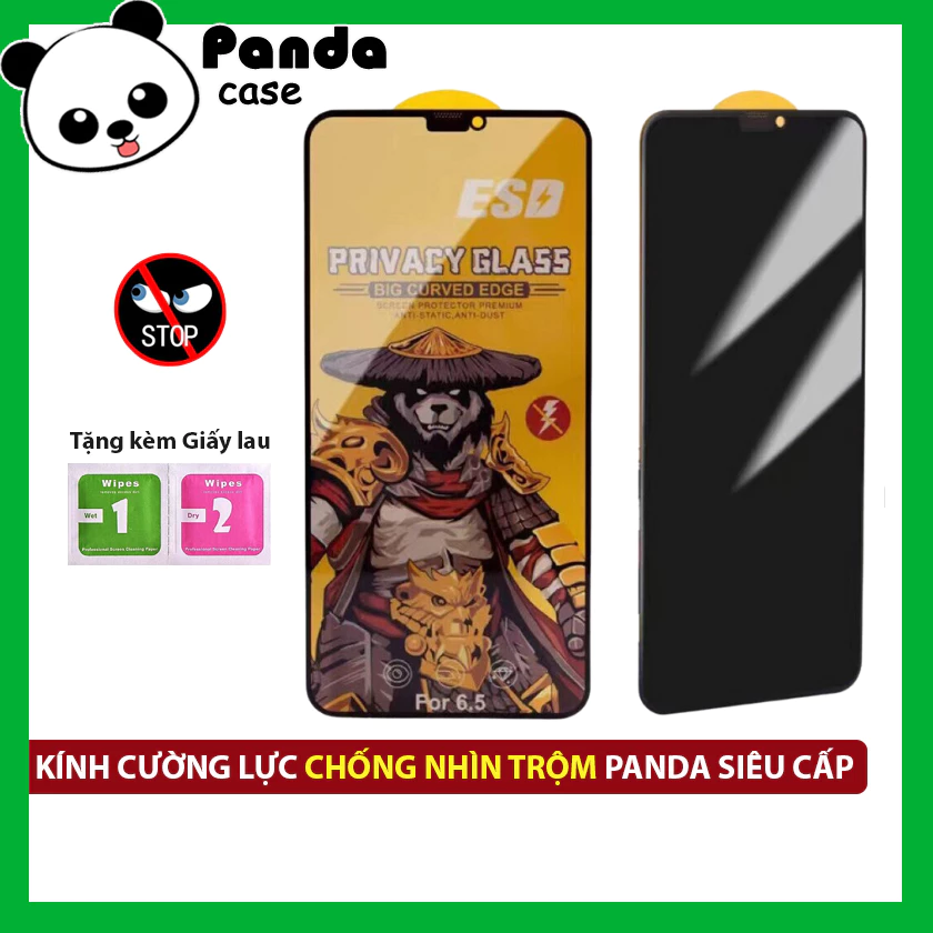 Kính Cường Lực Iphone Chống Nhìn Trộm PANDA Siêu Cấp Full Màn - Cho iP 6/6s/7/8/Plus/X/XS/XR/11/12/13/14/15/Pro/Max/Mini