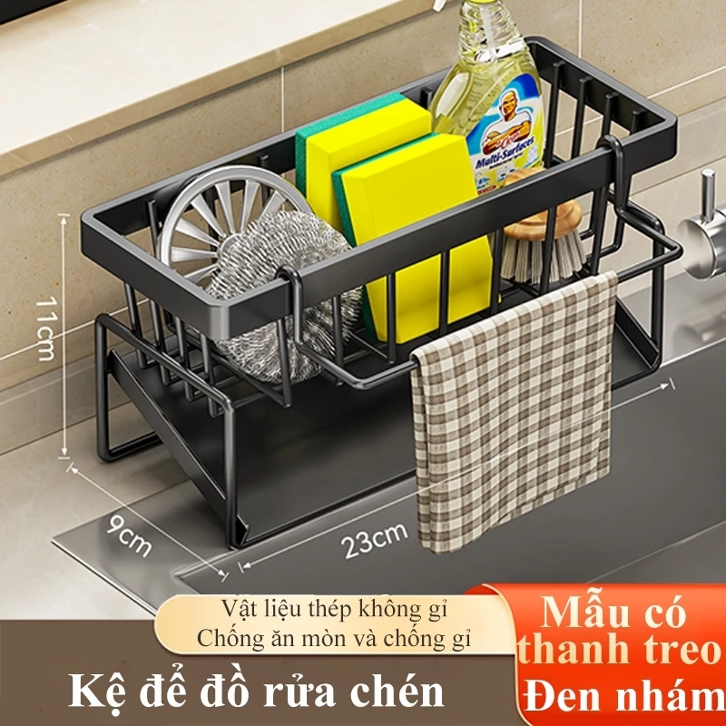 Tổng hợp kệ đựng đồ rửa chén bát giá để giẻ rửa chén trên bồn có khay hứng nước nghiêng thép không gỉ