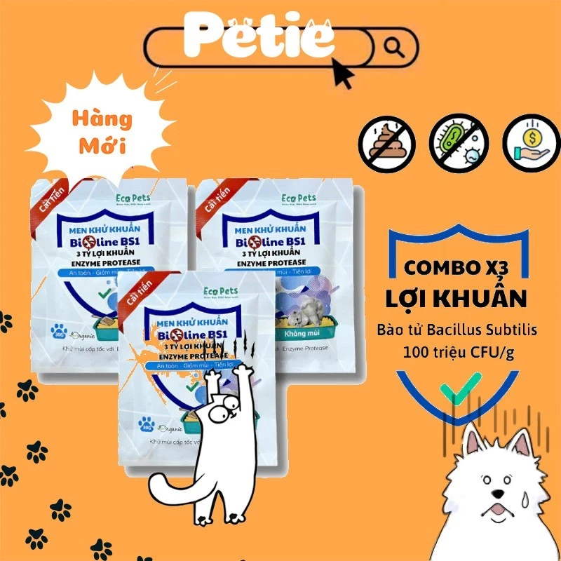 Men Khử Khuẩn Và Khử Mùi Bioline Bs1 Ecopets Diệt Mầm Bệnh Trong Cát Chó Mèo