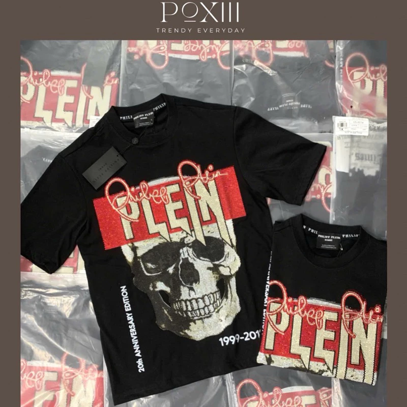 Áo Phông Philippp Đính Đá Cao Cấp - Áo Phông Nam Nữ Vải Cotton