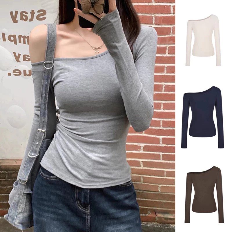 Áo Lệch Vai Kiểu Dài Tay ôm body siêu Quyến Rũ vải thun zip mịn cho nữ- BUN222