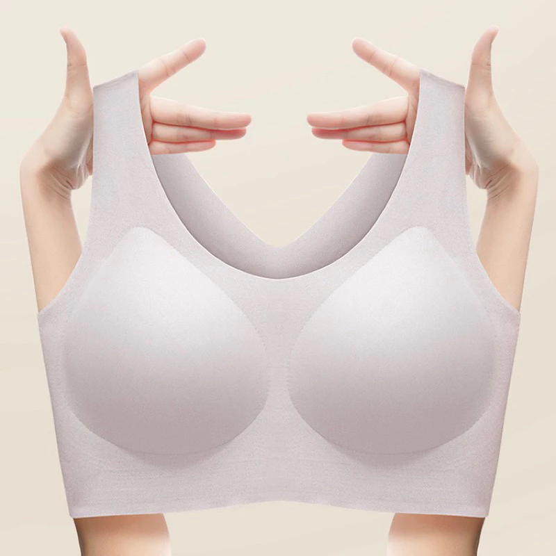 Áo lót bigsize nữ su không gọng không đường may mặc hằng ngày không lộ mỡ lưng và mỡ nách mềm mại (55-90kg)[Kimbigsize]