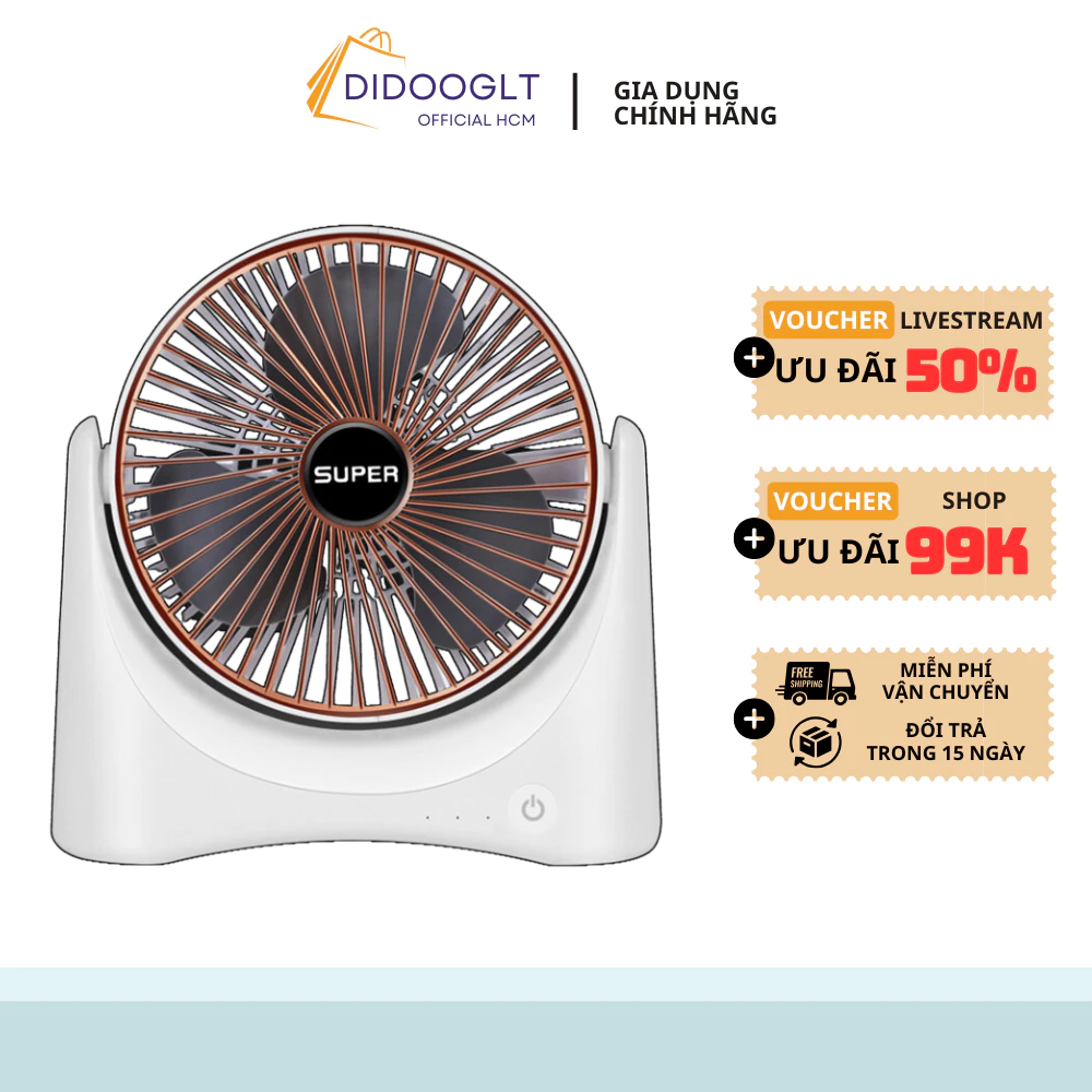 Quạt Tích Điện Để Bàn Super Fan 3 Chế Độ Gió Nhỏ Gọn Sạc USB Tiện Lợi ( Didooglt )